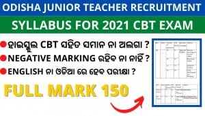 Odisha Junior Teacher Syllabus 2021