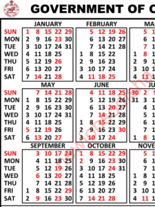 Odisha Govt Calendar 2023