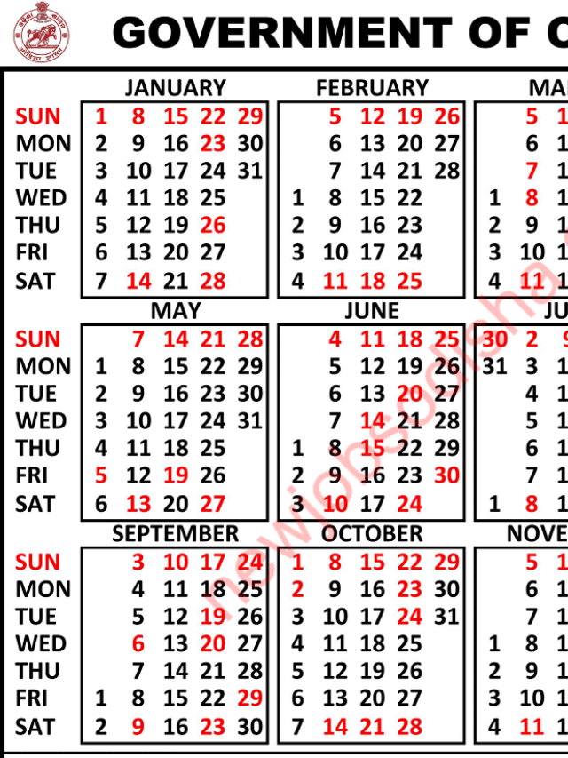 Odisha Govt Calendar 2023 pdf Download | Odisha Public Holidays 2023