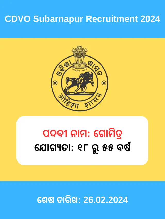 CDVO Subarnapur Recruitment 2024