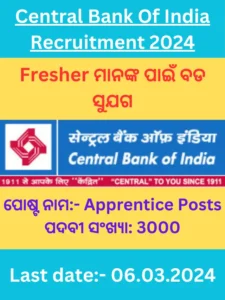 Central Bank of India Apprentice Recruitment