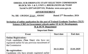 OSSSC Science CBZ Teacher Recruitment 2025