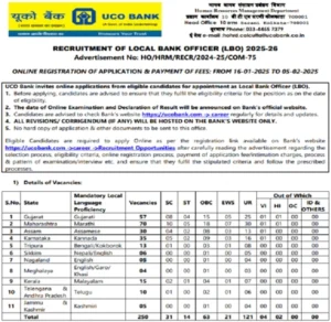 UCO Bank LBO Recruitment