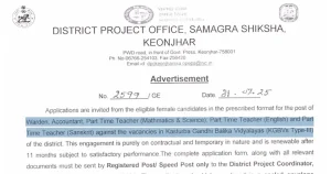 KGBV Keonjhar Vacancy 2025