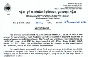 OUAT Asst Professor Recruitment 2025